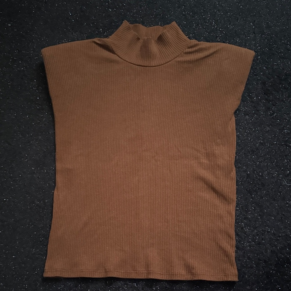 Nordstrom Brown Ribbed Sleeveless Top